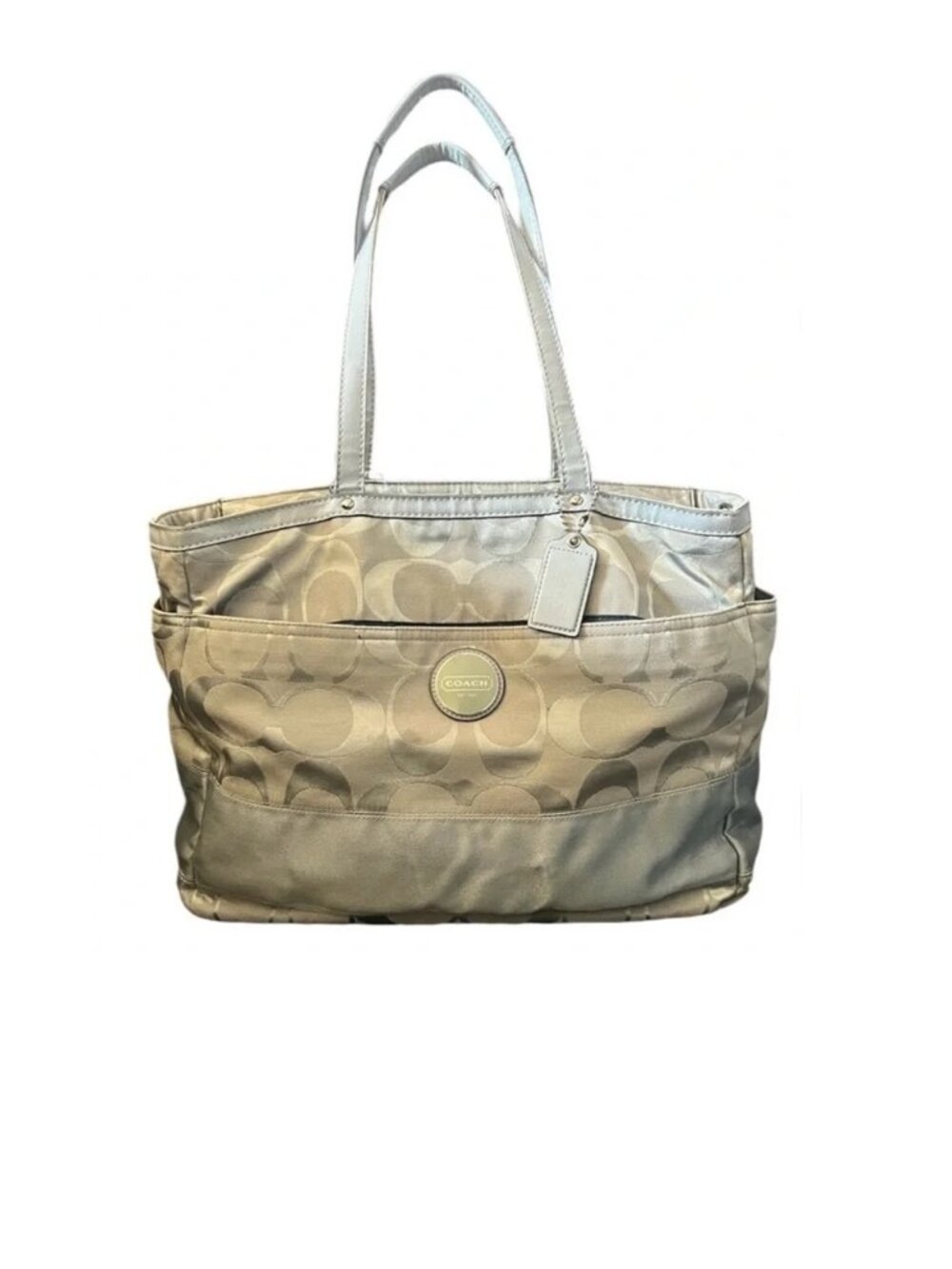 🥳HP🥳Coach Signature Logo Powder Blue /Gray
Diaper Baby Bag Large Tote Purse